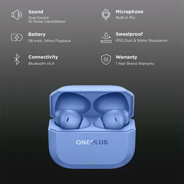 Special Offer 2 units of ONP Nord Buds 3r TWS Earbuds with AI Call Noise Cancellation (Aura Blue & Ash Black)