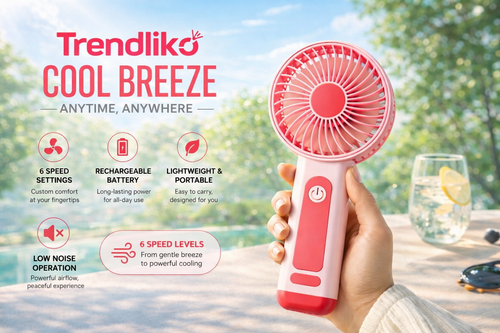 🔥 Trendliko COOL BREEZE – Portable Rechargeable Fan (6 Speed Levels)